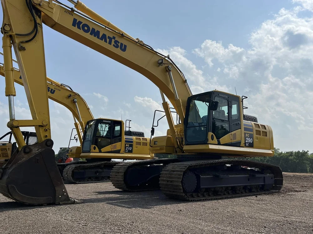 Two Komatsu excavators on the Stafford Machinery lot