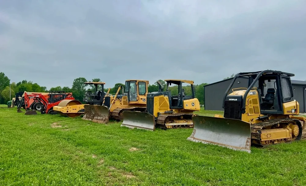 Machines lined up on the Stafford Machinery lot in Seminole, Oklahoma